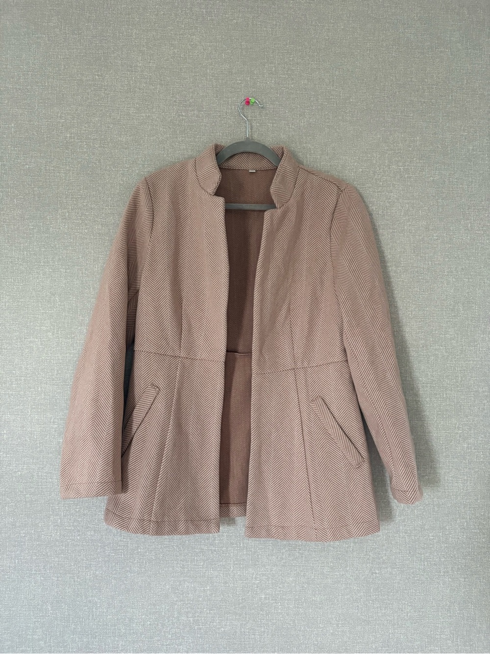 Women’s Brown Herringbone Open Front Blazer – Size Large